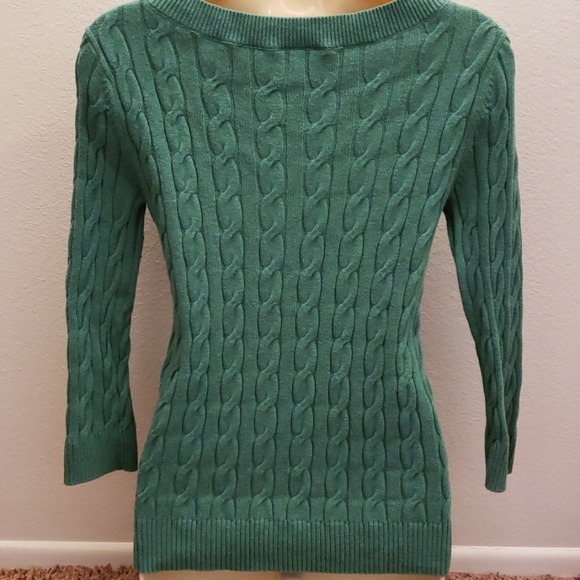 Ann Taylor Loft Ribbed Green S Sweater Top - Picture 4 of 6